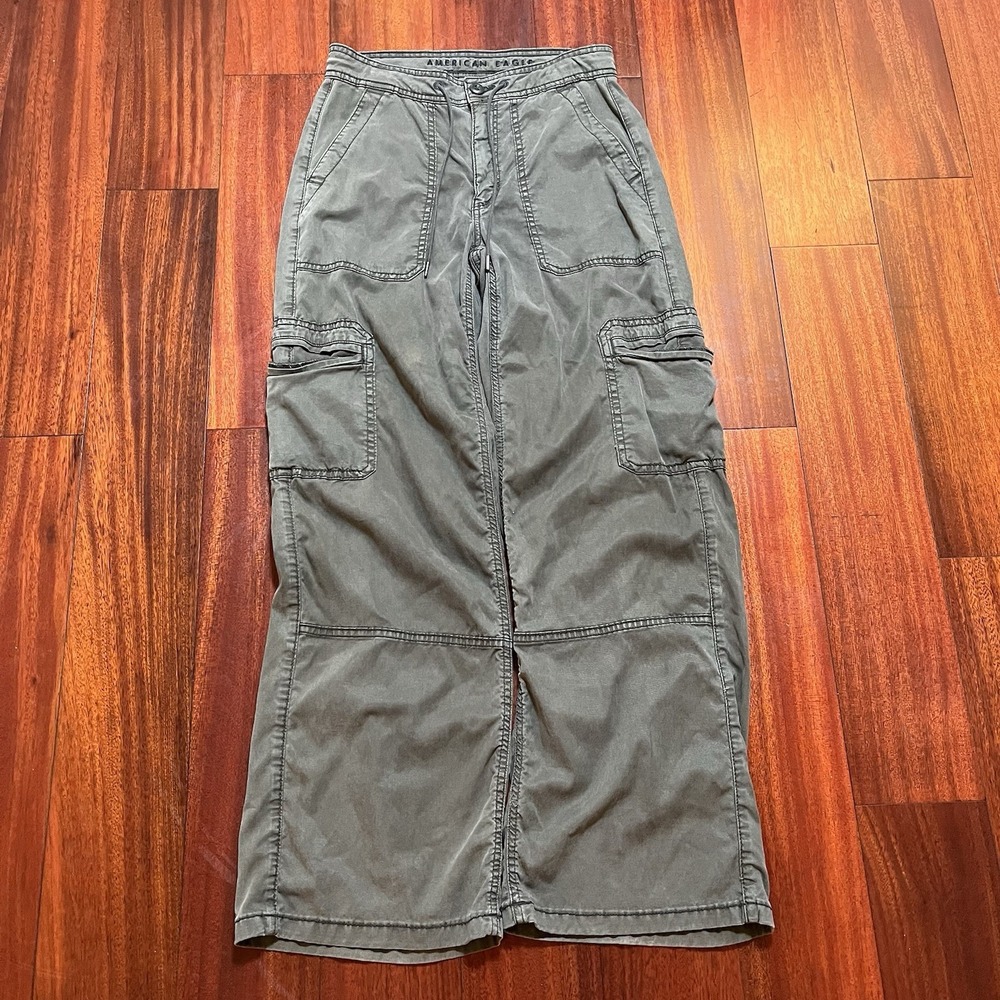 American Eagle Pants 00 Short Baggy Wide Leg Drawstring Stretch Cargo Fits 28x28